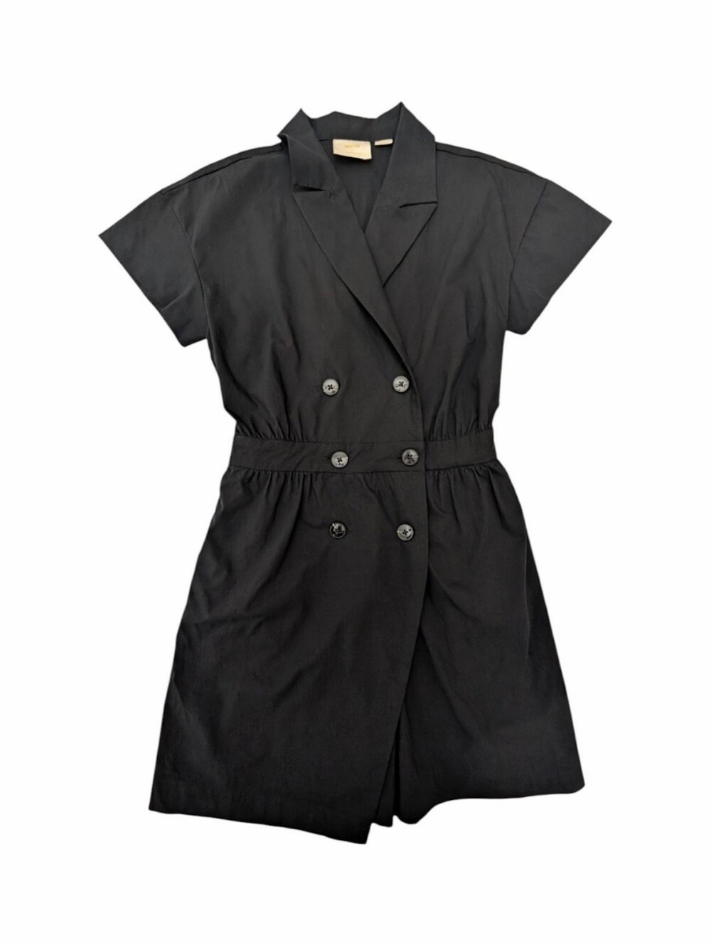 Maeve X Anthropologie Black Short Sleeve Blazer Romper Sz S Wrap Buttoned Collar